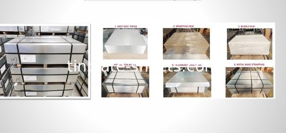MR dan SPCC Tinplate Sheets dengan 1.1/1.1 dan 2.8/2.8 Lapisan