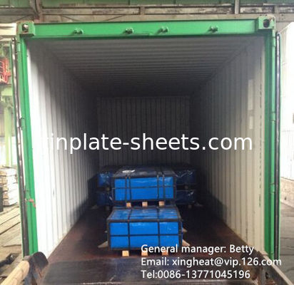 Lembar tin untuk kaleng kimia dan makanan 0.15-0.49mm Ketebalan Tin elektrolitik MR SPCC Material 600-986mm Lebar