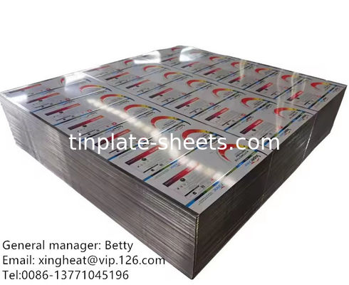 Tinplate Coil untuk Metal Packaging dengan 1.1/1.1 2.2/2.2 2.8/2.8 5.6/5.6 2.0/2.0 2.8/5.6 Lapisan Tin dan 4-8MT Berat per Paket