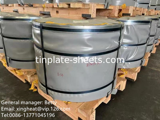 T2/T2.5/T3/T4/T5 Temperature Elektrolitik Tin Plate Coil Packing awet