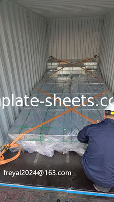 Lembar tinplate tahan korosi Batu Cerah Perak dan Matt Tin Plated Steel untuk Proses Produksi Kaleng