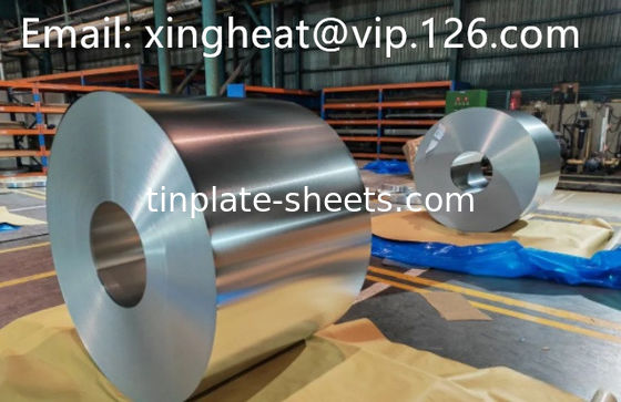 Koil Tinplate Langsung Untuk Kaleng Makanan Dan Kemasan T2-T5 Suhu 1.1/1.1-5.6/5.6 Lapisan Tin EN10202 Standard ASTM624