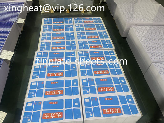 Lembar tinplate cetak yang dapat disesuaikan dengan Bright/Stone/Silver/Mat Finish 600-986mm Lebar 1.5-1.85MT Berat per paket