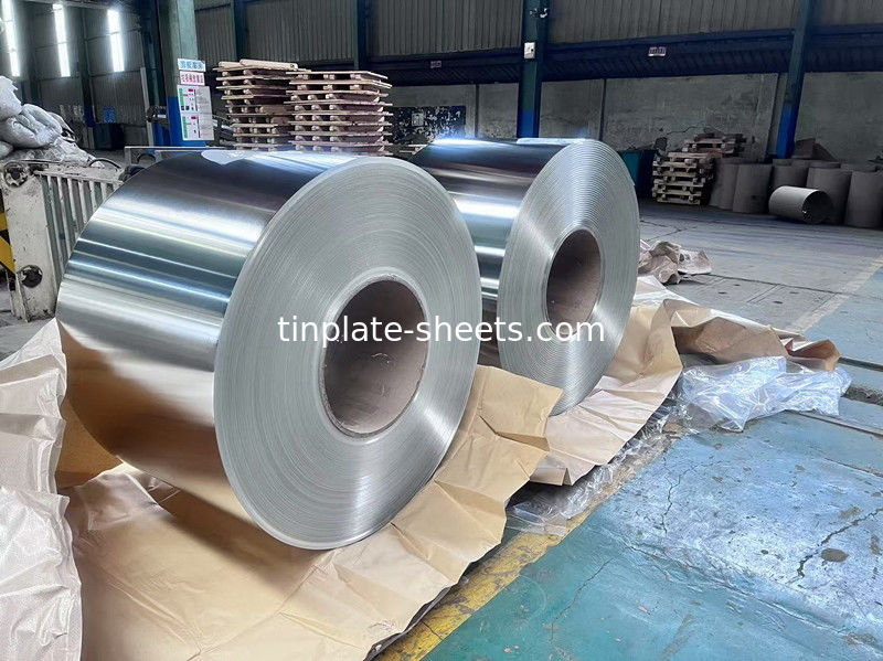 Tinplate Coil Tinplate Sheet 0.15-0.49mm 600mm-986mm 4MT-8MT per kumparan T2-T5 DR8-DR9 BA 1.1/1.1-5.6/5.6 Cerah/Batu/Perak/Mat
